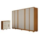 Ver imagem 1 de Guarda Roupa Casal Ares 6 Portas Cinamomo Off-white com Cômoda São Paulo 6 Gavetas 2 Portas Cinamomo