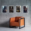 Ver imagem 2 de Kit 4 Quadros Motos - Animais Motociclistas 24x18cm:madeira Branca