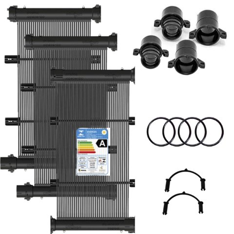 Conjunto 06 Placas e Terminações para Aquecimento Solar de Piscinas até 06m² ou 10mil litros - KS