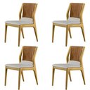 Ver imagem 1 de Kit 4 Cadeiras Decorativas Sala de Jantar Madeira Maciça Bruyne PU/Linho Marrom/Bege - Gran Belo