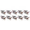 Ver imagem 1 de Kit 10 Jogos De Mesa Dobravel Com 2 Cadeiras De Madeira 70X70 - Imbuia - Marrom