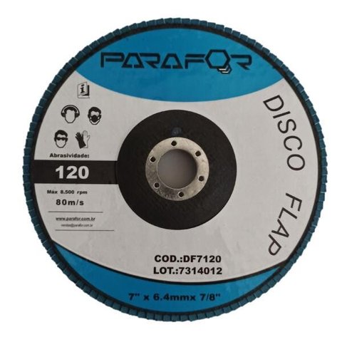 10 Discos Flap - 7 x 7/8 x 6.4 - Grão 120