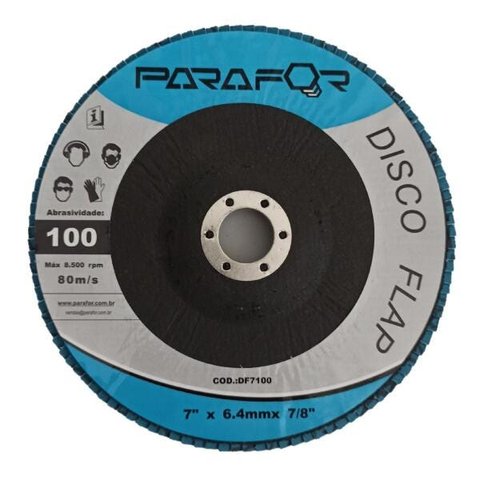 10 Discos Flap - 7 x 7/8 x 6.4 - Grão 100