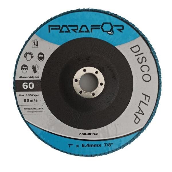 10 Discos Flap - 7 x 7/8 x 6.4 - Grão 60