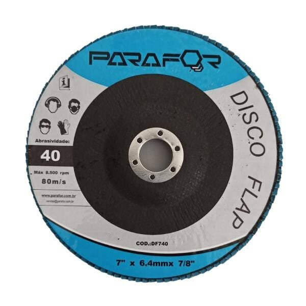 10 Discos Flap - 7 x 7/8 x 6.4 - Grão 40