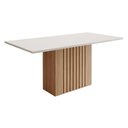 Ver imagem 1 de Mesa de Jantar Ana Retangular 1 Tampo em MDF e Vidro 180cm Cozinha Moderna Cor Marrom off White