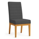 Ver imagem 2 de Cadeira de Jantar Mavie Estofada para Sala de Jantar Sofisticado Linhas Horizontais - Veludo Grafite