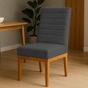 Ver imagem 1 de Cadeira de Jantar Mavie Estofada para Sala de Jantar Sofisticado Linhas Horizontais - Veludo Grafite