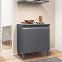 Ver imagem 2 de Balcão Com Tampo para Cooktop 5 bocas 2 Portas Andréia Cinza- AJL Móveis