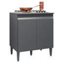 Ver imagem 1 de Balcão Com Tampo para Cooktop 5 bocas 2 Portas Andréia Cinza- AJL Móveis