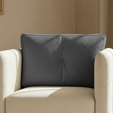 Almofada Decorativa Aviv Cinza Cheia com Zíper 35x56 Linho para Sofá Cama Poltrona Fibra Siliconada