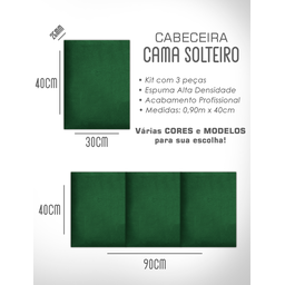 Kit 3 Módulos Cabeceiras de Cama Box Solteiro Estofada Modulada 90x40cm - 8