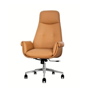 Cadeira de Escritório Presidente Prestige Caramelo Assento Espuma Laminada Base Giratória Cromada