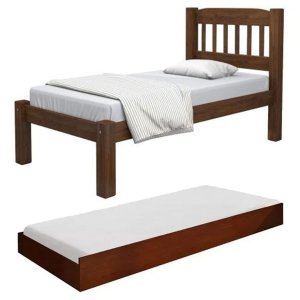 Cama Solteiro com Auxiliar Madeira Maciça Super Resistente