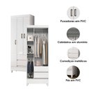 Ver imagem 3 de Guarda Roupa Solteiro 3 Portas com Pés e Cômoda Havana Master com Pés Branco Brilho - Santos Andirá