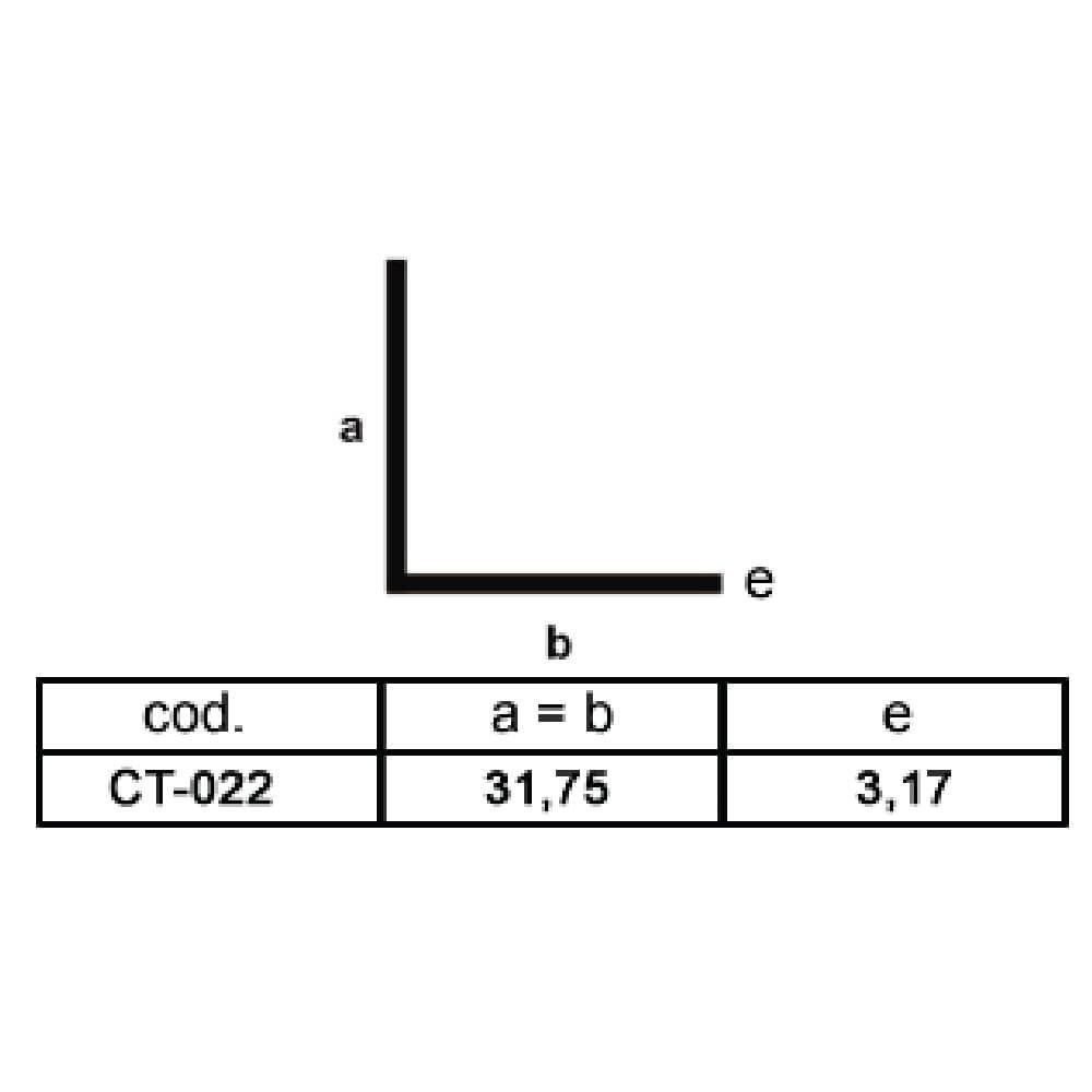 Perfil Cantoneira L Natural - 1/4 (ct022) - 6mts - 2