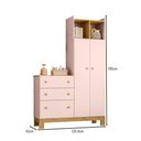 Ver imagem 4 de Guarda-roupa Infantil Flora 2 Portas 3 Gavetas Rosa Acetinado - Qmovi