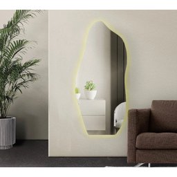 Espelho Grande Corpo Inteiro Lapidado Orgânico Decorativo 150x60cm Luxo com Led Fria 6500k - 3