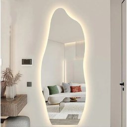 Espelho Grande Corpo Inteiro Lapidado Orgânico Decorativo 150x60cm Luxo com Led Fria 6500k - 1