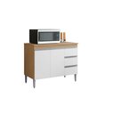 Ver imagem 1 de Balcão Gabinete para Pia de 1,20 Andréia Amendoa Branco sem Tampo