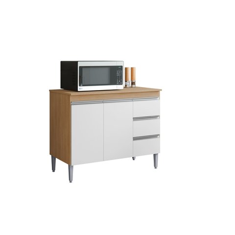 Balcão Gabinete para Pia de 1,20 Andréia Amendoa Branco sem Tampo