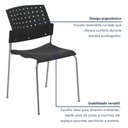 Ver imagem 5 de Cadeira Escritório Fixa Empilhável Hotel Auditório Movie Preto