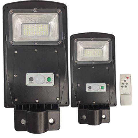 Luminária Solar Poste 2 Unds 60W LED Controle Rua e Sensor de Movimento Jardins Areas Externas