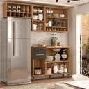 Ver imagem 3 de Cozinha Compacta Notte 7 Portas 2 Gavetas 100% Mdf com Vidro Amêndoa/chumbo - Panorama Móveis
