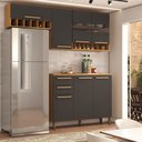 Ver imagem 4 de Cozinha Compacta Notte 7 Portas 2 Gavetas 100% Mdf com Vidro Amêndoa/chumbo - Panorama Móveis