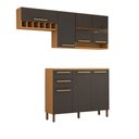 Ver imagem 1 de Cozinha Compacta Notte 7 Portas 2 Gavetas 100% Mdf com Vidro Amêndoa/chumbo - Panorama Móveis