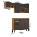 Ver imagem 2 de Cozinha Compacta Notte 7 Portas 2 Gavetas 100% Mdf com Vidro Amêndoa/chumbo - Panorama Móveis