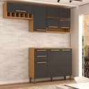 Ver imagem 6 de Cozinha Compacta Notte 7 Portas 2 Gavetas 100% Mdf com Vidro Amêndoa/chumbo - Panorama Móveis