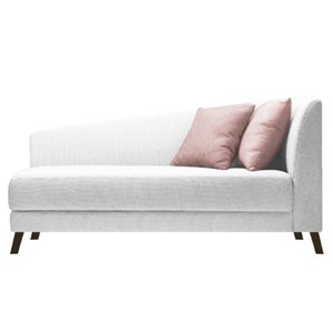 Recamier Heitor 160cm com Almofada Lado Esquerdo Suede - Doce Sonho Móveis - Branco/Rosê