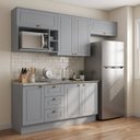 Ver imagem 1 de Cozinha Completa Modulada 5 Peças 100% MDF 7 Portas e Nicho para Microondas Branco/Calcare Emily