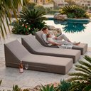 Ver imagem 1 de Kit 03 Espreguiçadeiras Área Externa Sunny Impermeável 160x70cm em Espuma Acquablock Fendi - Desk de