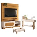 Ver imagem 1 de Estante Home Theater Axis Cinamomo Off White com Mesa de Centro Liz e Aparador Fiero Off White - Hb