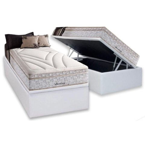 Cama Box Baú Solteiro: Colchão Molas Masterpocket Ensacadas Herval Maxspring American + Base Crc