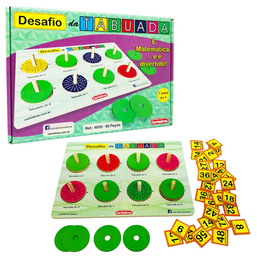 Kit Tabuada Educativa Brinquedo Pedagógico Madeira Escolar