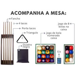 Mesa de Sinuca - 2,20x1,20 - Vermelho - 2