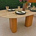 Ver imagem 4 de Mesa de Jantar Orgânica Cora 160x90cm Base Dupla - Mármore Travertino