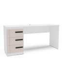 Ver imagem 2 de Mesa Escrivaninha Lisboa Escritório 3 Gavetas 163x77cm Creme/Branco 250689