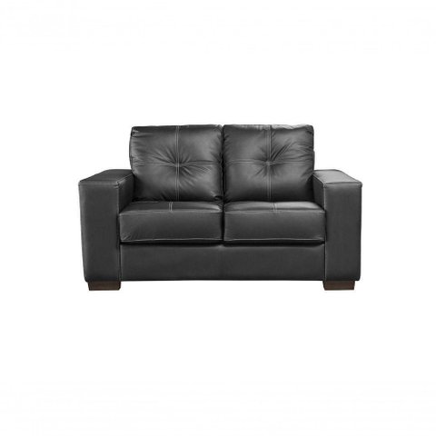 Sofá de Couro Punto 2 Lugares Preto Pigmentado - Mempra Design