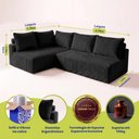 Ver imagem 2 de Sofá de Canto Modular Vibe Esquerdo 2,70m x 1,70m Xpand Tech Tecido Velourê Preto Cama Inbox