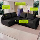 Ver imagem 3 de Sofá de Canto Modular Vibe Esquerdo 2,70m x 1,70m Xpand Tech Tecido Velourê Preto Cama Inbox