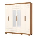 Ver imagem 2 de Guarda-Roupa Casal 2 Espelhos 6 Portas Flora Off White/Cinamomo