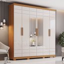 Ver imagem 1 de Guarda-Roupa Casal 2 Espelhos 6 Portas Flora Off White/Cinamomo