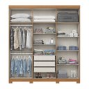 Ver imagem 3 de Guarda-Roupa Casal 2 Espelhos 6 Portas Flora Off White/Cinamomo