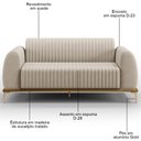 Ver imagem 3 de Sofá 210cm 3 Lugares Base Gold Molino D06 Suede C-309 Bege - Mpozenato