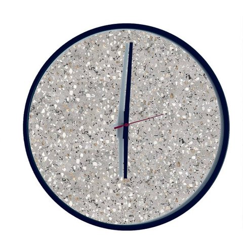 Relógio Decorativo Round Preto Mostrador Terrazzo Ponteiro Preto 40 cm Diâmetro