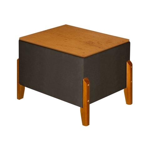 Puff Báu Retro Tampo em Madeira Premium para Sala e Quarto Recamier Moderno Closet Retro Cor Marrom